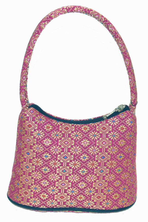 Handbags- Brocade Thai Silk: Handbag - Pink-Jewel Brocade - Boon Decor