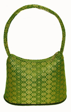 Boon Decor Handbags- Brocade Thai Silk Green w/Gold Brocade Handbag