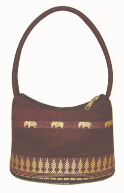 Boon Decor Handbags- Brocade Thai Silk Burgundy w/Elephants