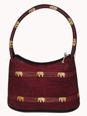 Boon Decor Handbag - Brocade Thai Silk Gold Elephants Motif SEE COLORS