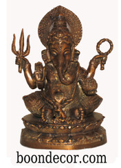 Ganesh Statue Sitting Posture with Symbols of His Power Solid Bronze 7"h