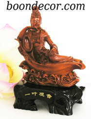 Boon Decor Kuan Yin Figurine - Reclining Kuan Yin - Wood Grained Finish - Resin