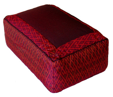 Boon Decor Meditation Cushion Rectangular Zafu - Ikat Burgundy 12x 8x 8 high
