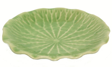 Boon Decor Ikebana Bowls, Celadon Ikebana Bowl Under Dish - Celadon Lotus Leaf - 6.5 Diameter