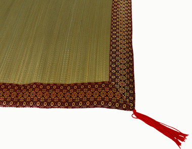 Boon Decor Tatami Traveling Meditation Foam Floor Mat Red Jewel Brocade Trim 68 x 31