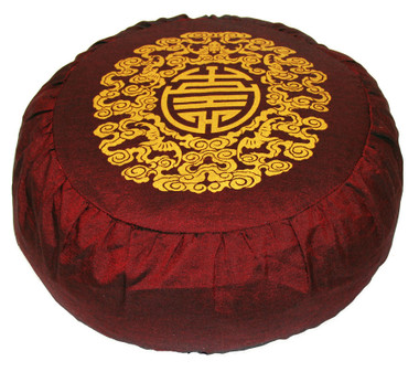 Boon Decor Japanese Zafu Pillow Buckwheat Meditation Cushion Longevity Burgundy