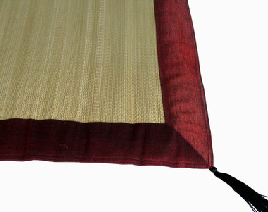 Boon Decor Tatami Meditation Foam Floor Mat - Red Trimmed w/ Burmese Silk 68 x 31