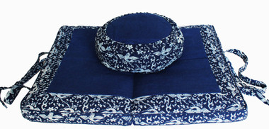 Boon Decor Meditation Cushion Set Folding/ Travel Zabuton Zafu Pillow - Woodblock Print Cranes