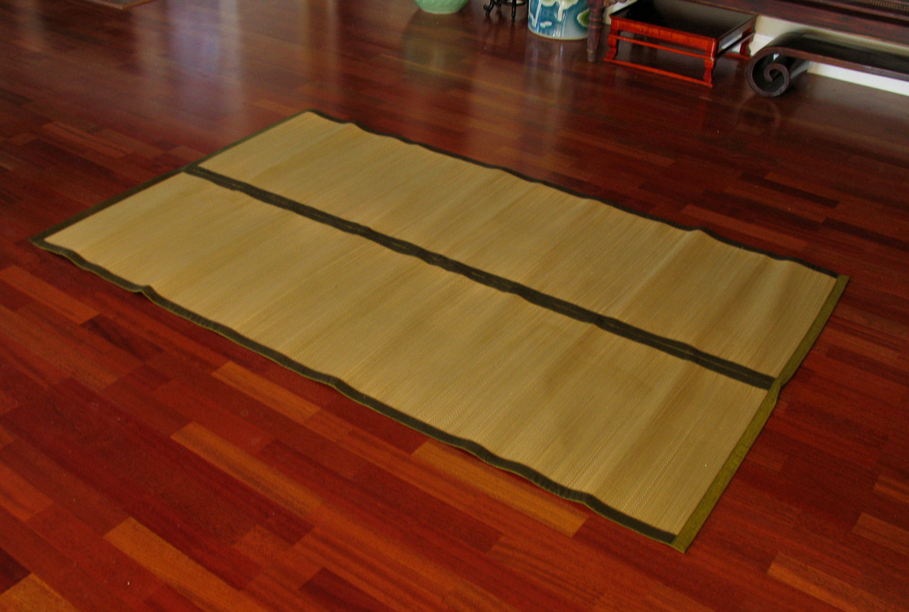 Tatami FoldUp Mat Japanese Tatami with Silk Trim 71" x 43" Boon Decor