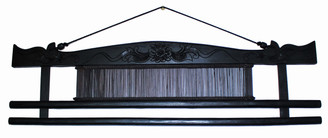 Boon Decor Fabric Hanger 39.5 Hand Carved Teak Wood with Antique Loom Shuttle Ebony