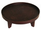 Boon Decor Round Serving Tray On Base - Wood w/Hand Woven Bamboo Mat Inlay - Brown