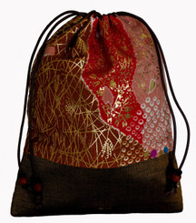 Boon Decor Accessory Bag Japanese Silk Print - Drawstring SEE COLORS and PATTERNS