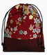 Boon Decor Japanese Silk Print Accessory Bags Silk Bag - Red Floral Print