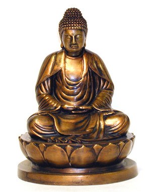 Boon Decor Meditating Buddha on Lotus Seat Solid Bronze 7" h 5.5" dia Japanese Style 