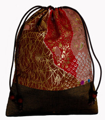 Boon Decor Mala Bag - Japanese Silk Print - Abstract Red 8x 6