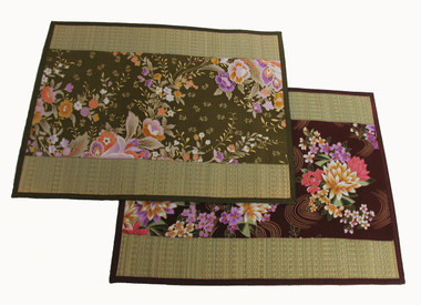 Boon Decor Altar Mat or Place Mat - Woven Tatami and Japanese Silk- Reversible 17x14