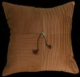 Boon Decor Decorative Silk Throw Pillow Pleated Burmese Silk 16x16 Light Coco