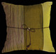 Decorative Silk Throw Pillow "Burmese Silk" Stripes 16"x16" Olive Lime