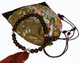 Boon Decor Mala Bag - Japanese Silk Print - Drawstring with Wood Beads SEE COLORS and PATTERNS