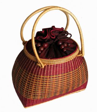 Boon Decor Handbag - Woven Bamboo and Silk 6 x 4.5