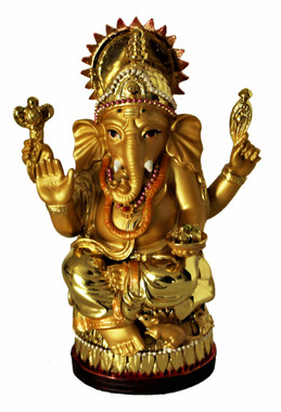 Boon Decor Ganesh - Painted Golden Resin 5 high