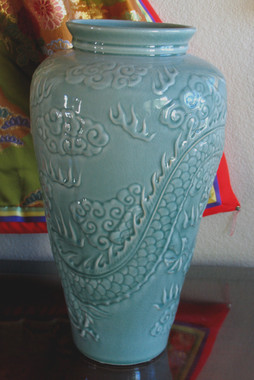 Boon Decor Celadon Dragon Vase - 19 Back View of Dragon Vase