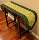 Boon Decor Table Runner Japanese Kimono Silk Print Abstract Scroll Green Gold 74x14