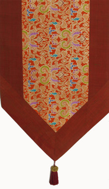 Boon Decor Table Runner Japanese Kimono Silk Print - Saffron with Gold Accent 74 x 14