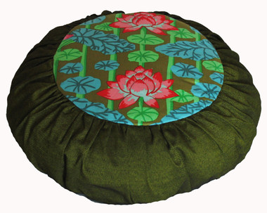 Boon Decor Childrens Meditation Cushion Zafu Pillow Organic Cotton Lotus Lake Blossoms Green