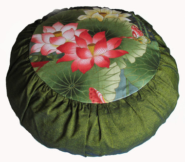 Boon Decor Meditation Cushion Zafu For Children - Cotton Print Lotus Garden and Butterflies
