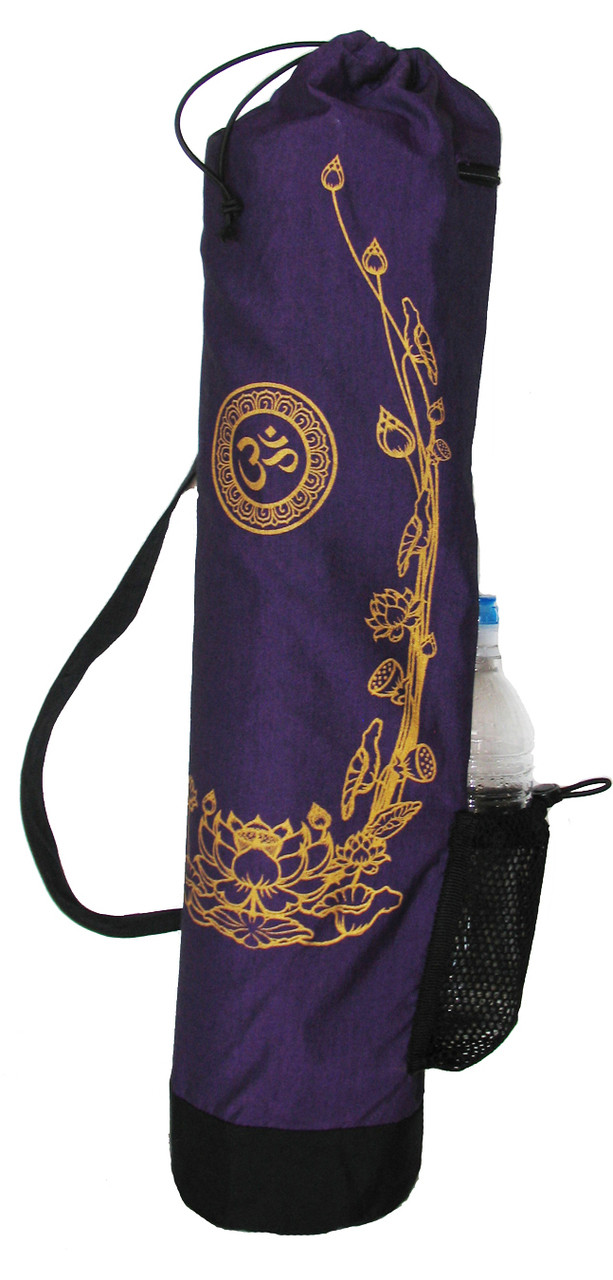 Yoga Mat Bag Om with Golden Lotus SEE COLOR CHOICES