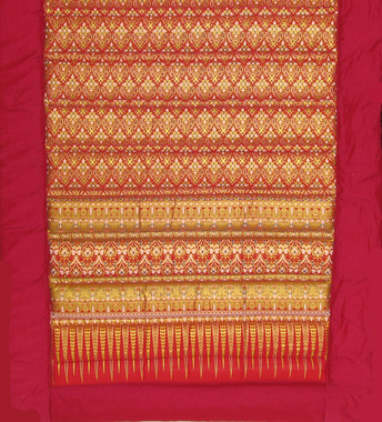 Boon Decor Yoga or Meditation Mat - Quilted Roll-Up Polished Cotton Print - Cranberry/Gold