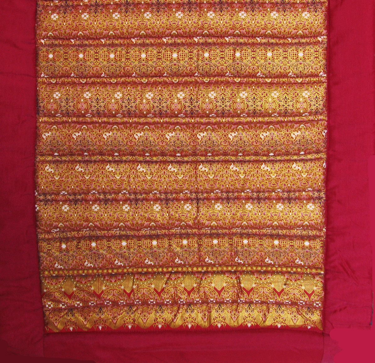 Yoga Mat or Meditation Mat - Quilted Roll-Up Cotton - Pomegranate/Gold  70x24 - Boon Decor