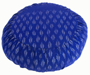 Boon Decor Meditation Cushion Zafu - Blue Hand-Loomed Ikat Design - Blue