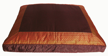 Boon Decor Meditation Cushion Zabuton Floor Mat - One of a Kind Brocade Saffron Brown
