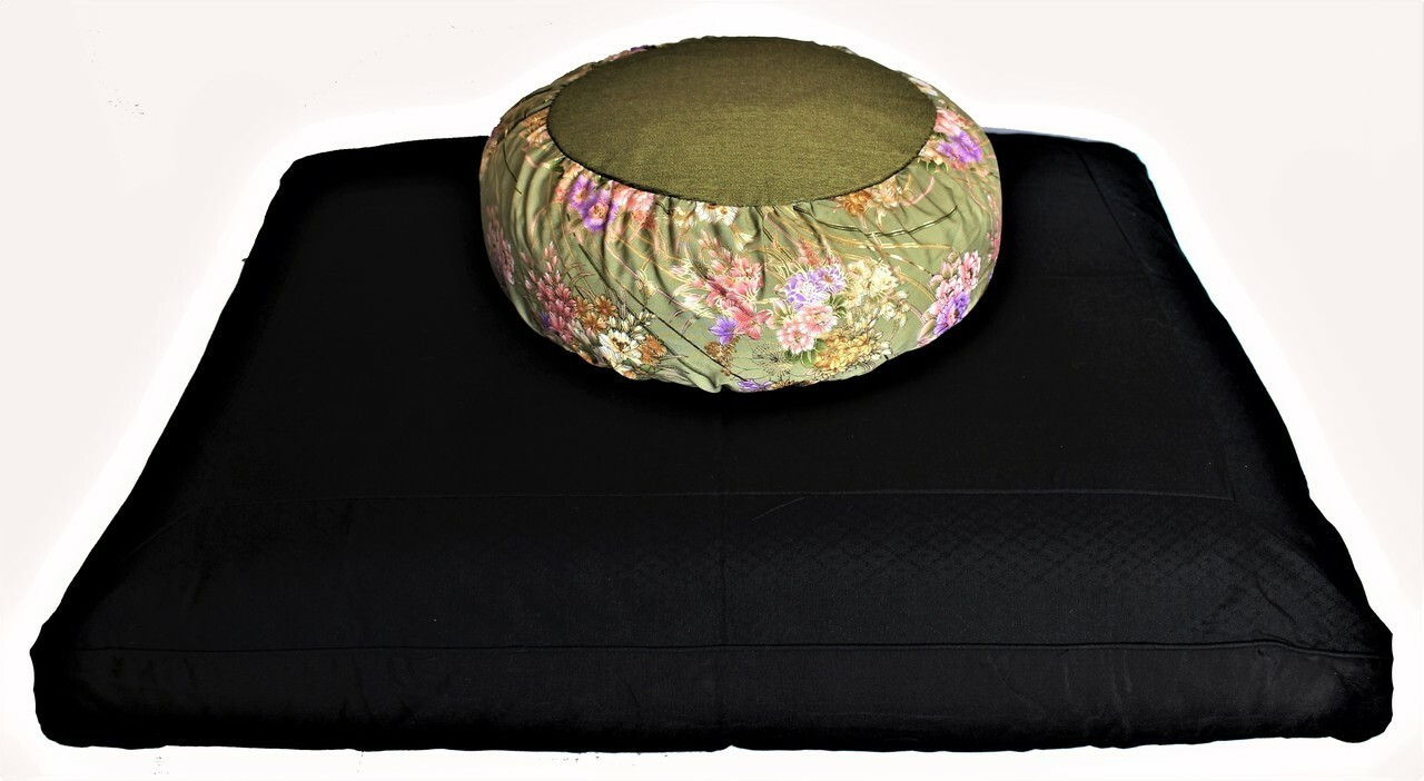 Meditation Cushion Zafu Zabuton Set Japanese Silk Pillow Sage Boon