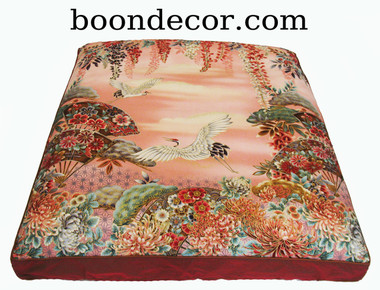 Boon Decor Meditation Cushion Floor Mat One-of-a-Kind Zabuton Imperial Dawn Cranes