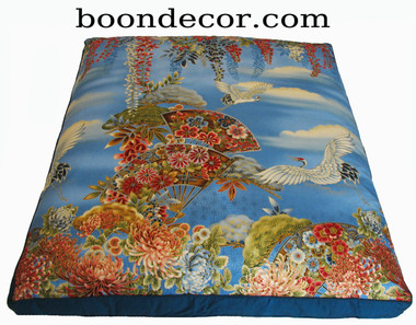 Boon Decor Japanese Zabuton Meditation Floor Cushion One-of-a-Kind Imperial Dawn Cranes