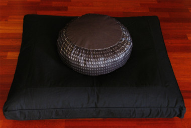 Boon Decor Black Zabuton Meditation Cushion Set - Gray/Silver Zafu Pillow
