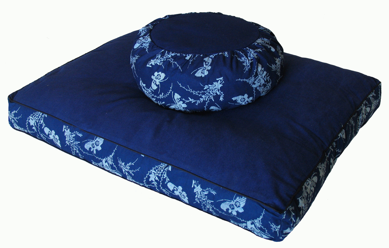 Zabuton & Zafu Meditation Cushion Set Cotton Woodblock Print