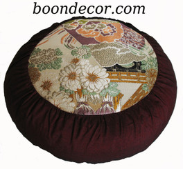Boon Decor Meditation Cushion - One of a Kind - Antique Japanese Obi - Morning Garden
