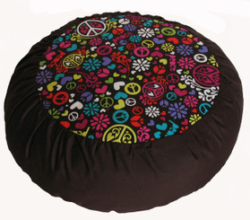 Boon Decor Meditation Cushion Zafu RareFind Fabrics - Love Peace and Happiness