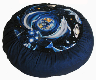 Boon Decor Meditation Cushion Zafu - Limited Edition - Rare Find Fabric - Dolphin Universe