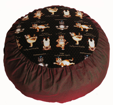 Boon Decor Meditation Cushion Zafu - Limited Edition - Yoga Cats Brown