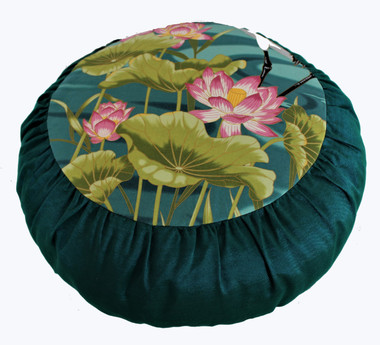 Boon Decor Meditation Cushion - One of a Kind Zafu Pillow - Asian Dawn Cranes and Lotus