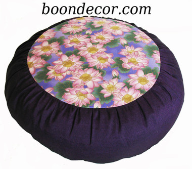 Boon Decor Meditation Cushion Zafu - Limited Edition - Empress Garden Collection - Pink Lotus - Purple