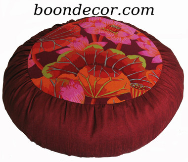 Boon Decor Meditation Cushion Zafu - Limited Edition - Red Lotus Blossoms Lake