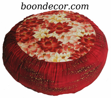 Boon Decor Meditation Cushion Zafu - Limited Edition - Red Lotus Sanctuary - Gold Droplets