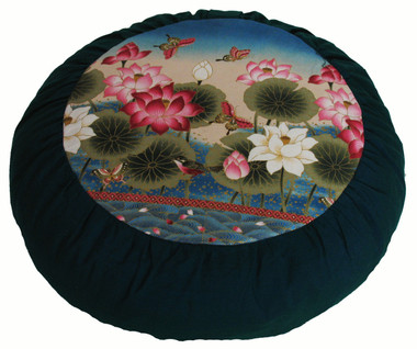 Boon Decor Meditation Cushion Zafu - Limited Edition - Lotus Sanctuary Teal Blue