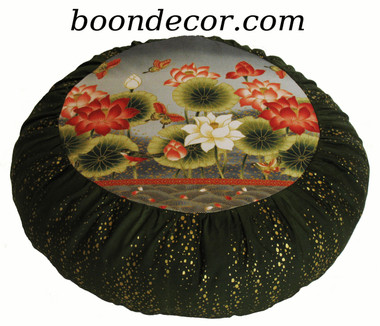 Boon Decor Meditation Cushion Zafu Pillow - Ltd Edition Lotus Sanctuary w/Gold Droplets SEE COLORS